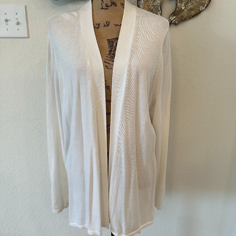 Croft & Barrow Women’s XXL Open-Front Cardigan – White - Picture 2 of 4